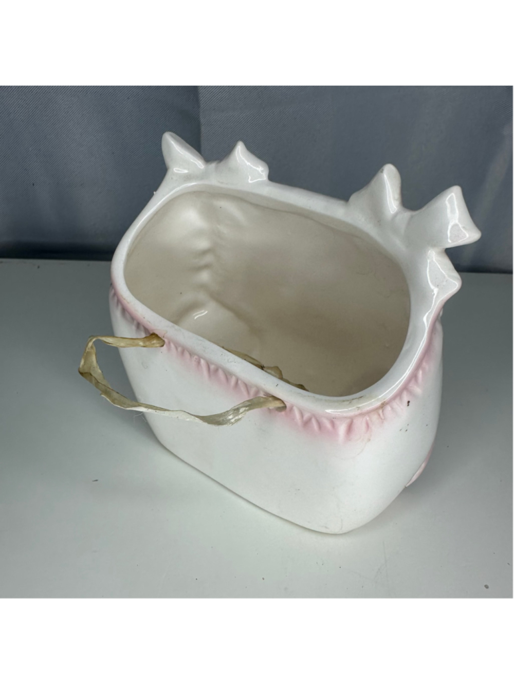 Vintage Ceramic Pink Baby Diaper Sling Wall Pocket Planter Rubens Japan 4921 - Picture 3 of 8